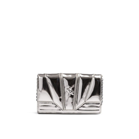 Ferrari Metal Silver GT patent leather bag with chain