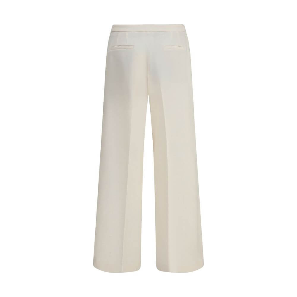 Back view of Cruna Cream Polyester Casual Pants showing wide leg and clean silhouette.