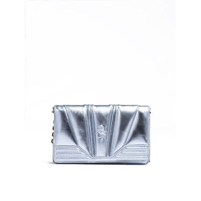 Ferrari Metal light blue GT patent leather bag with chain