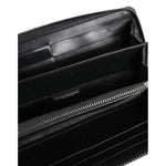 Interior of Dolce & Gabbana Black Blue Exotic Leather Men Continental Clutch Wallet showing card slots and zip pocket