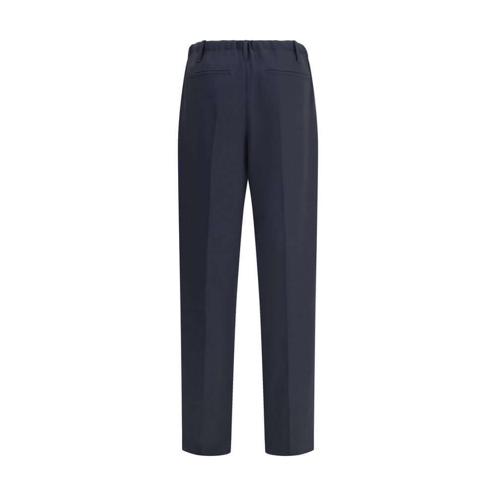 Brunello Cucinelli Gray Fleece Wool Casual Pants with elasticated waistband and straight leg design.