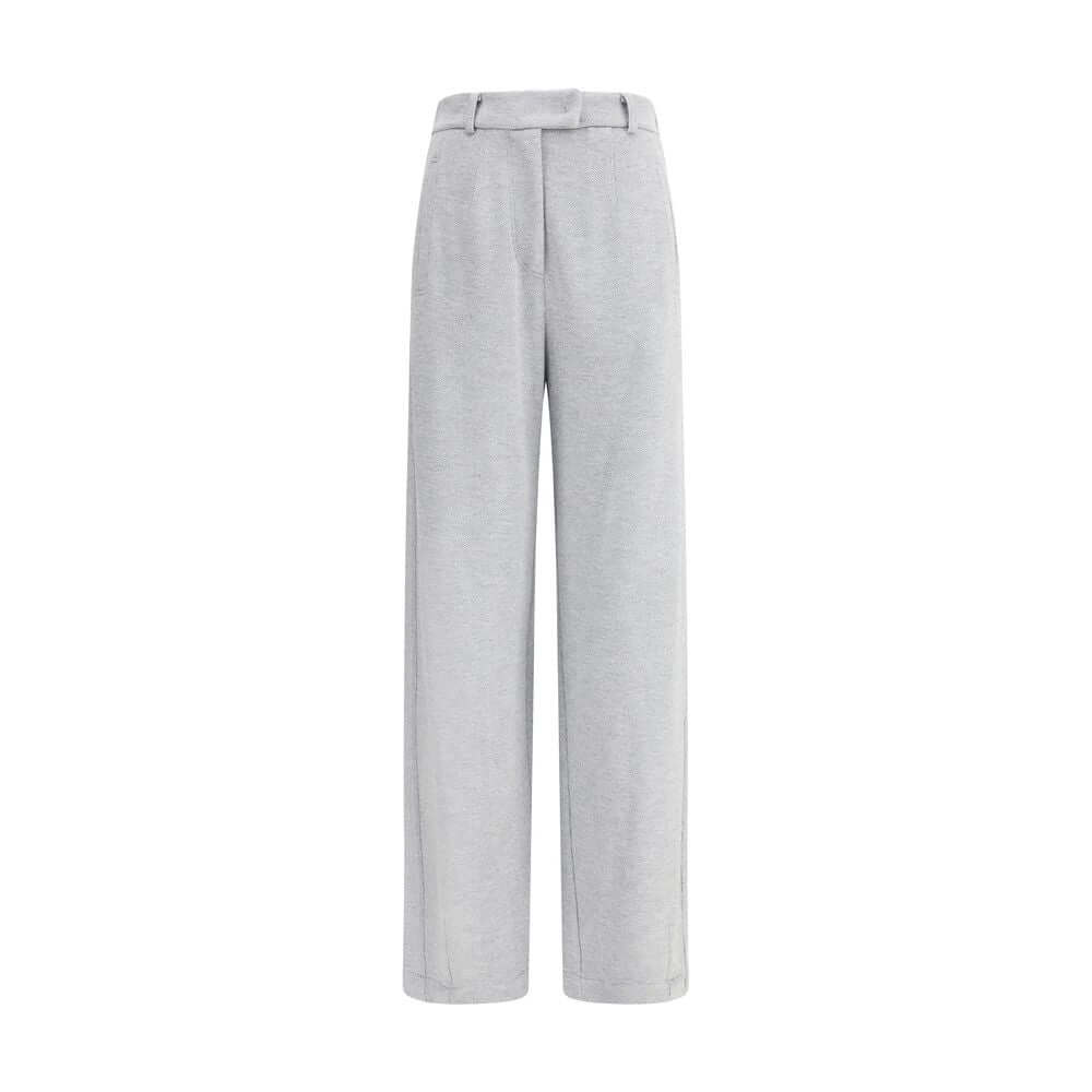 Brunello Cucinelli Gray Cotton Casual Pants with straight-leg fit and elegant sportswear design, featuring front zipper and pockets.