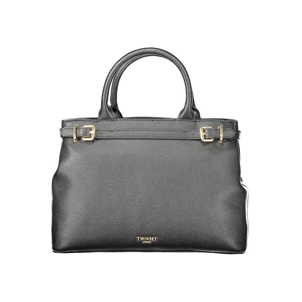 Twinset Black Polyethylene Women Handbag with dual compartments and detachable shoulder strap for modern trendsetters.