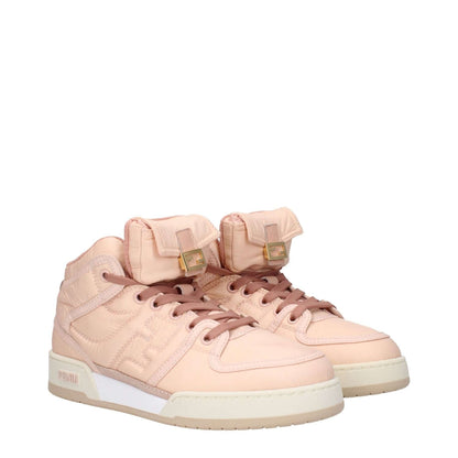 Fendi Pink Nylon High Top Sneakers