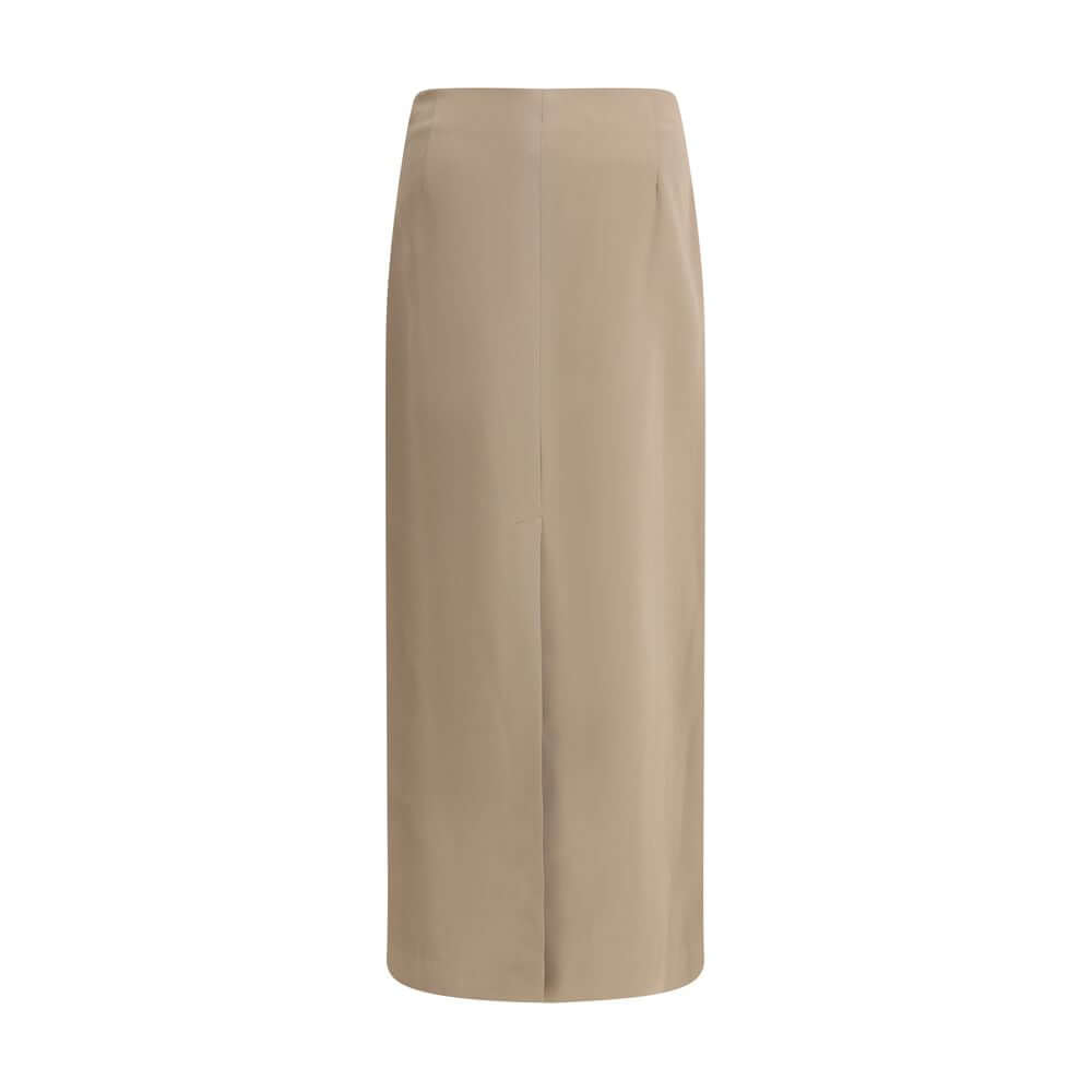 Brunello Cucinelli Gray Acetate Midi Skirt with back slit for elegant looks, made in Italy, regular fit, season AW25.