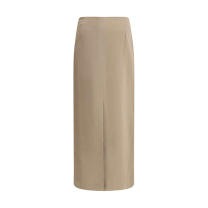 Brunello Cucinelli Gray Acetate Midi Skirt with back slit for elegant looks, made in Italy, regular fit, season AW25.