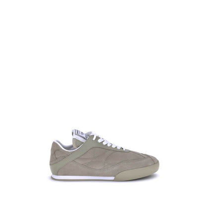 Chloé Beige Calf Leather Bos Taurus Low Top Sneakers with suede details and lace-up closure, side view.