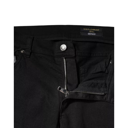 Dolce & Gabbana Black Tattered White Lining Skinny Denim Jeans