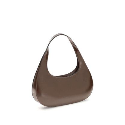 Coperni Brown Leather Shoulder Bag with curved lines, designed for elegance and everyday use.