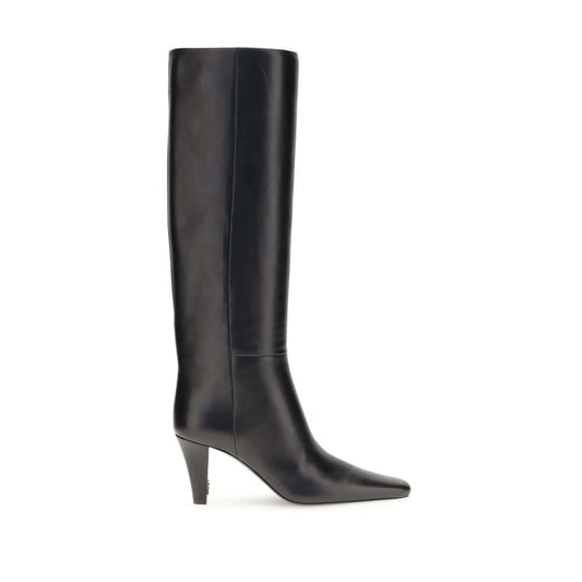 Saint Laurent Black Leather High Heel Boots