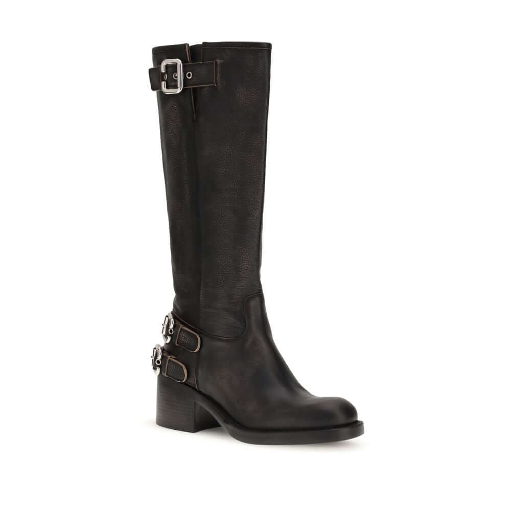 Chloé Black Calf Leather Bos Taurus Lace-Up Boots