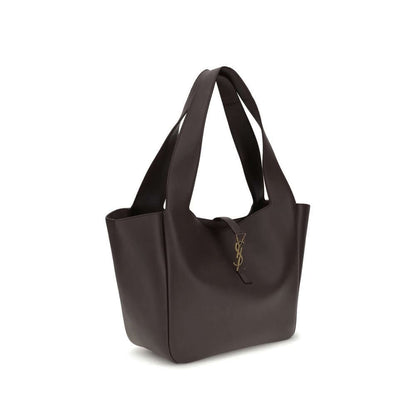 Saint Laurent Brown Lamb Ovis Aries Aries Shoulder Bag with Cassandre detail and suede lining.