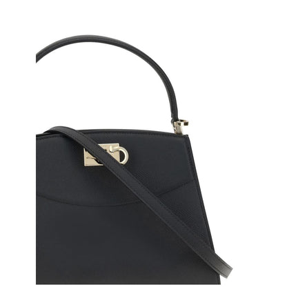 Ferragamo Black Calf Leather Bos Taurus Handbag