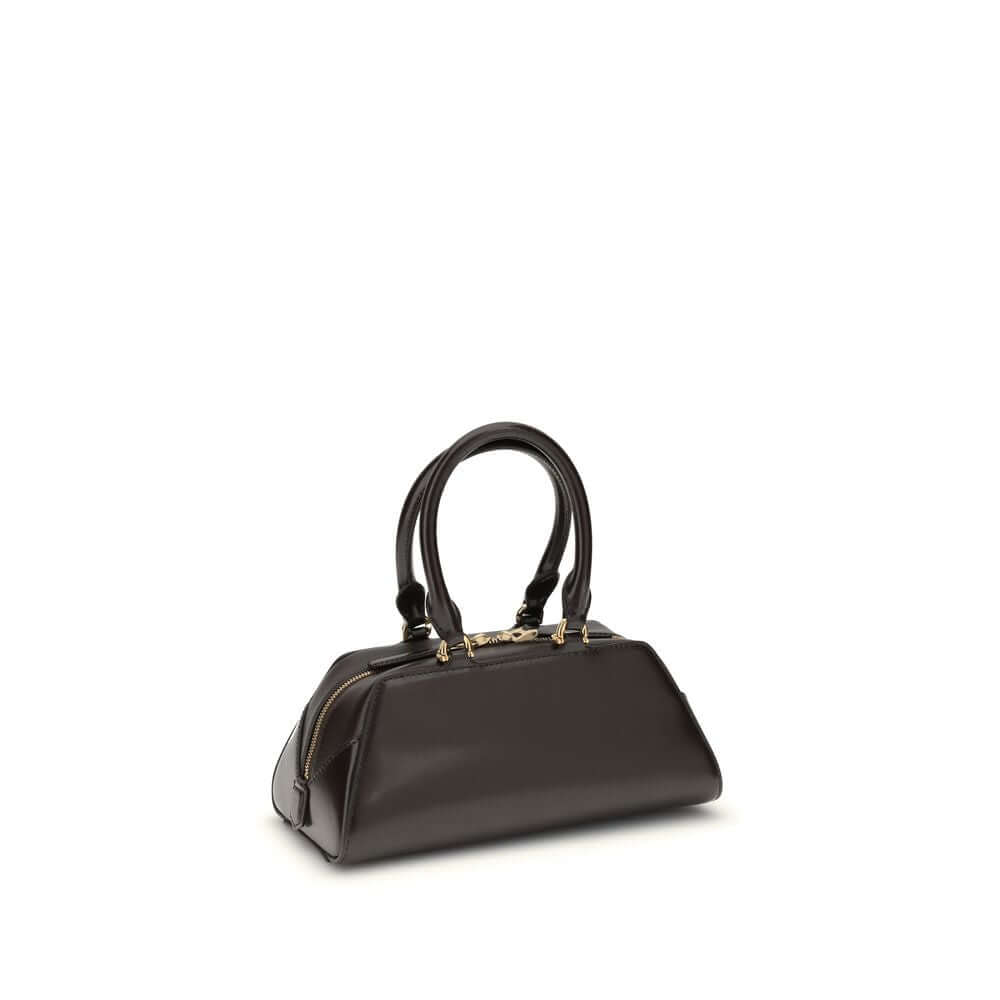 Givenchy Brown Calf Leather Bos Taurus Handbag with gold finish details and removable shoulder strap.