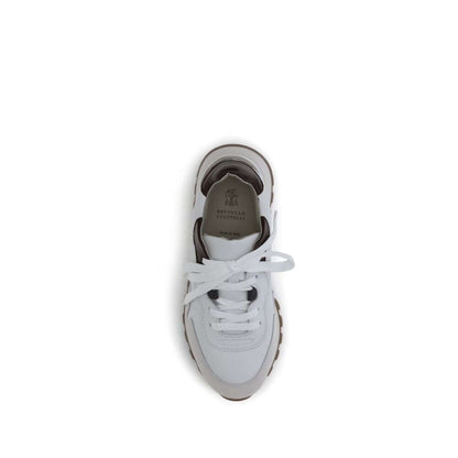 Brunello Cucinelli White Leather Athletic Sneakers