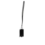 Dolce & Gabbana Black Leather Logo Embossed Lanyard Card Holder Wallet with strap and zipper, made in Italy