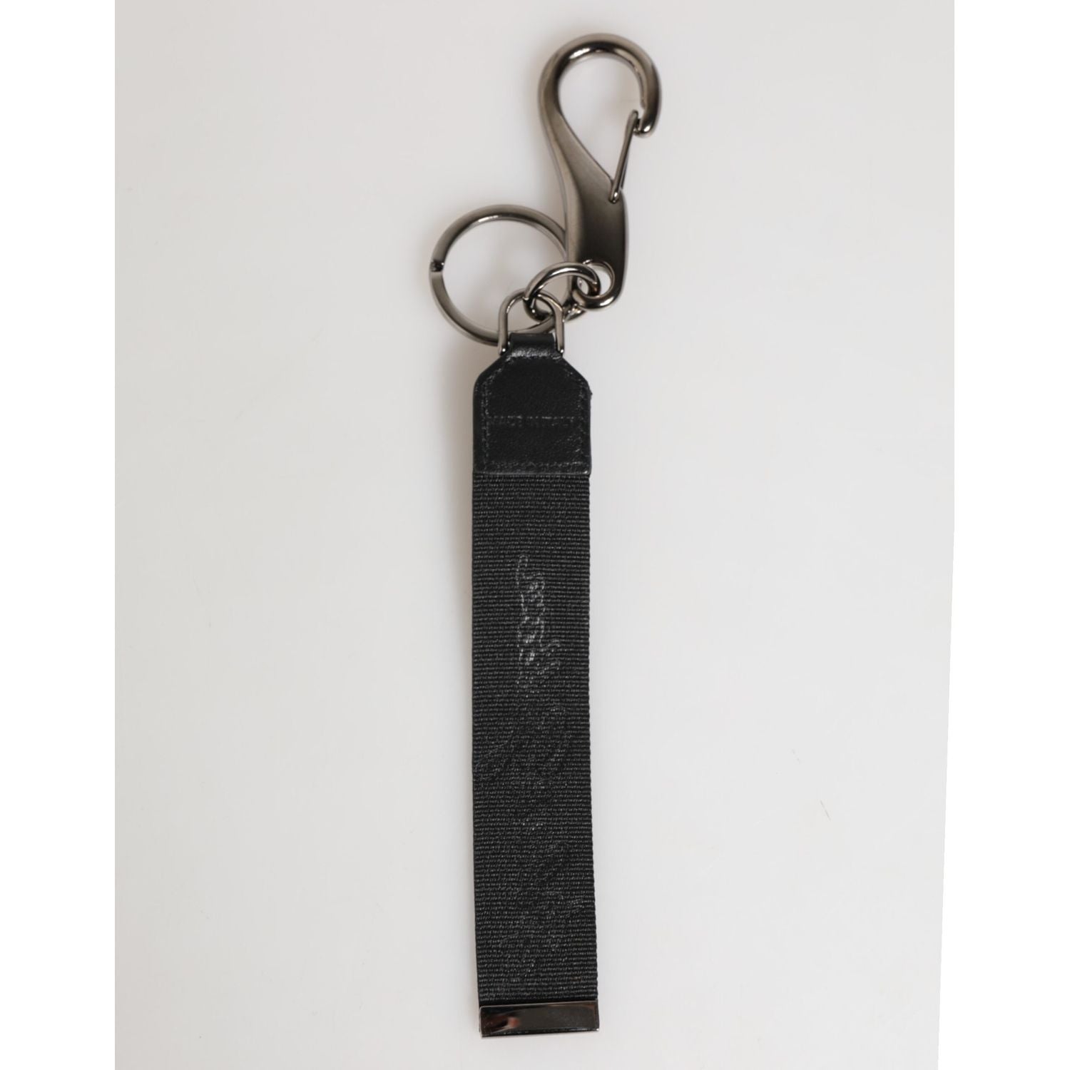 Dolce & Gabbana Black White Polyester DG Logo Silver Men Keychain Keyring