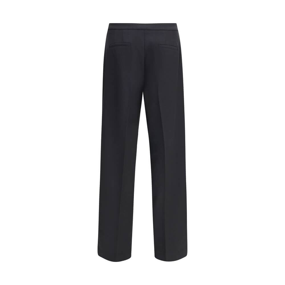 Rear view of Cruna Black Polyester Casual Pants with wide leg silhouette and back welt pockets, ideal for versatile and refined looks.