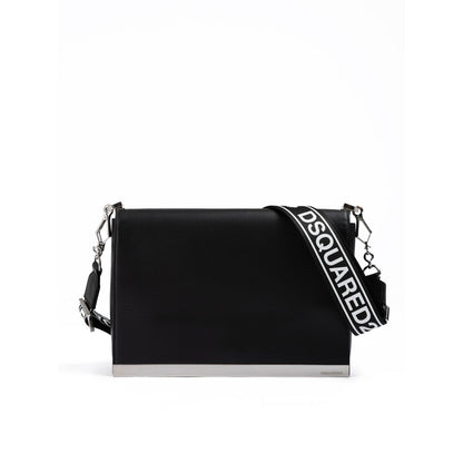 Dsquared² Black Leather Messenger Bag