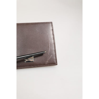 Dolce & Gabbana Brown Leather DG Logo Engrave Bifold Card Holder Wallet