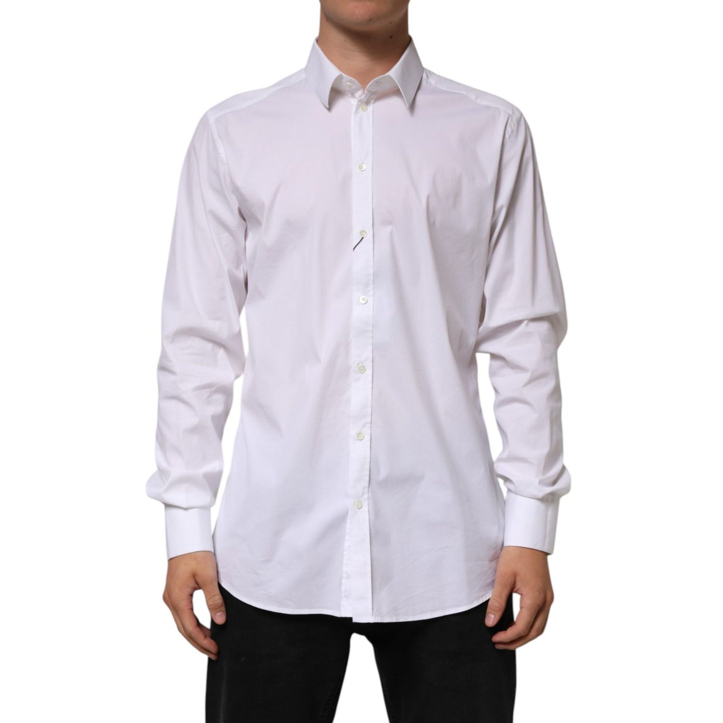Dolce & Gabbana White Cotton GOLD Long Sleeves Formal Shirt