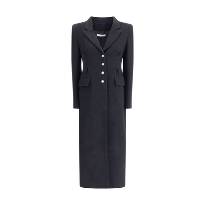 Alessandra Rich Black Fleece Wool Coat