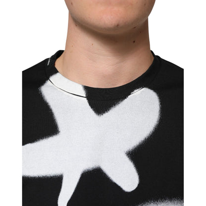 Dolce & Gabbana Black Cotton DG Logo Graffiti Short Sleeve T-shirt