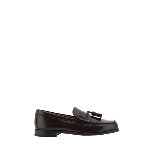 Prada Brown Calf Leather Bos Taurus Slip-On Loafers