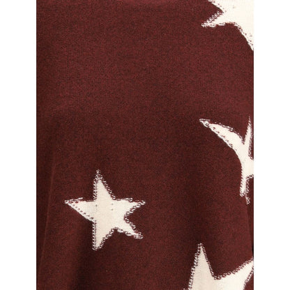 Close-up of Zadig & Voltaire Bordeaux Cashmere Cashmere Sweater with star pattern in red and white