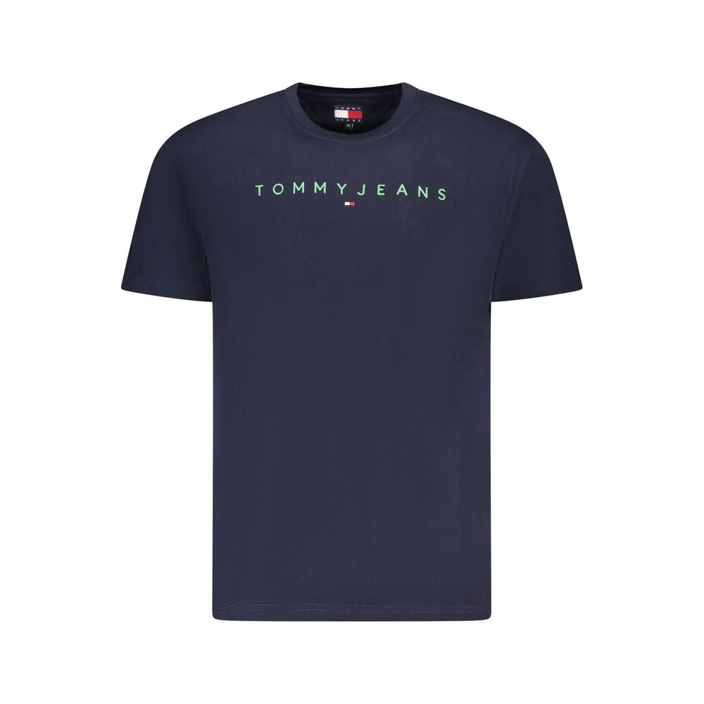 Tommy Hilfiger Blue Cotton Men T-Shirt with logo, sustainable fashion, eco-friendly crew neck for modern style and comfort.