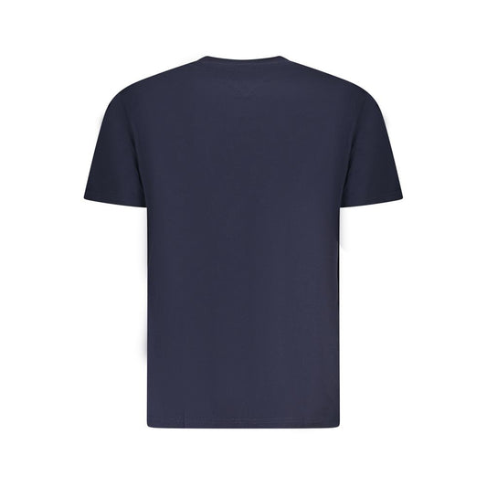 Tommy Hilfiger Blue Cotton Men T-Shirt, back view showcasing sustainable design and eco-friendly material.