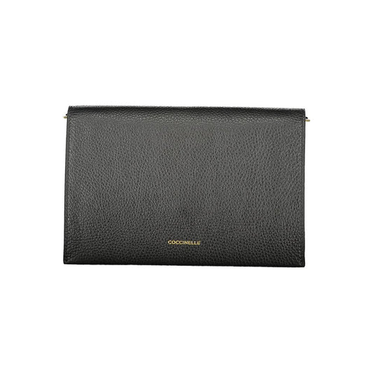 Coccinelle Black Leather Women Handbag featuring sleek finish and luxury design for stylish and functional use.