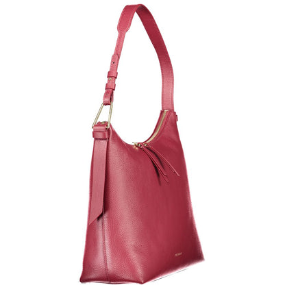 Coccinelle Purple Leather Women Handbag with adjustable shoulder handle and chic design.