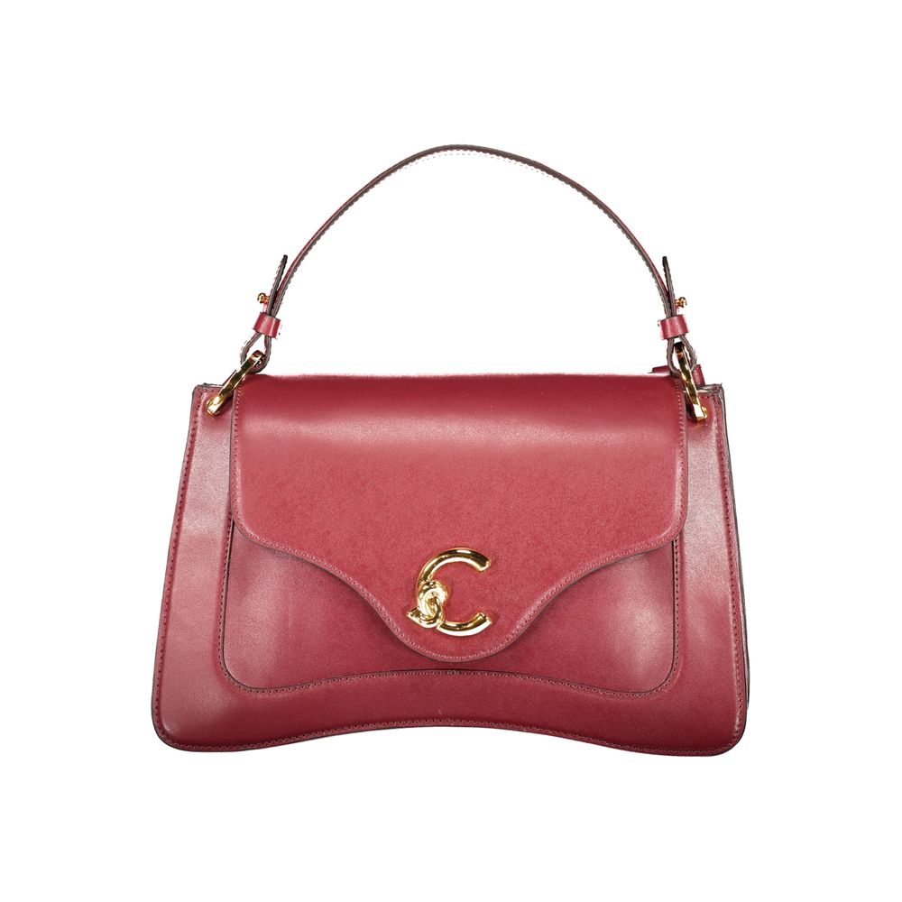 Coccinelle Purple Leather Women Handbag with adjustable strap and iconic logo, stylishly crafted in Italy.