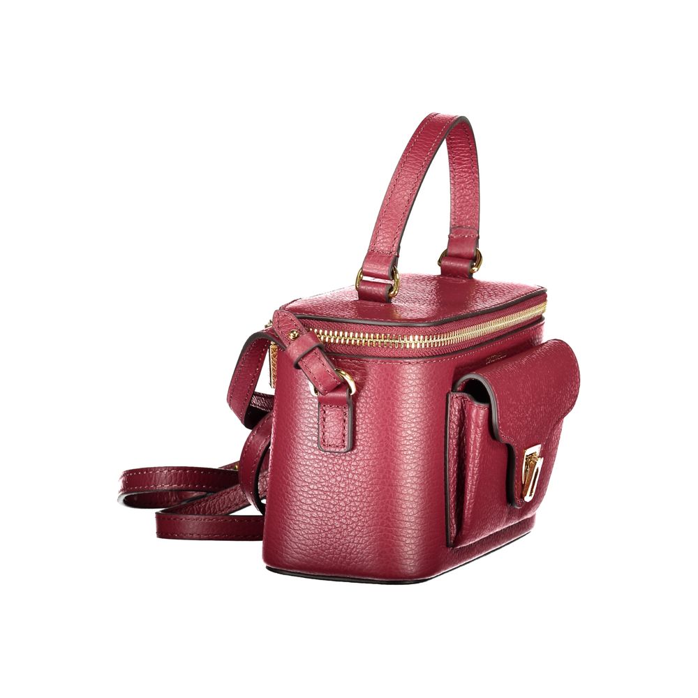 Coccinelle Purple Leather Women Handbag with handle and pocket, elegant design with adjustable strap and secure zip closure.
