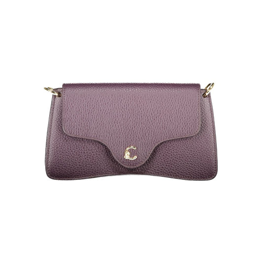 Coccinelle Purple Leather Women Handbag featuring Italian design with adjustable strap and snap closure for a stylish entrance.