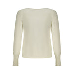 Back view of Guess Jeans White Viscose Women Sweater with long sleeves and a chic design.