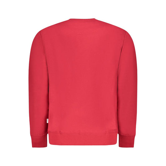 Pepe Jeans Red Cotton Men Sweater back view featuring bold red hue and crew neck design, showcasing comfort and fashion-forward style.