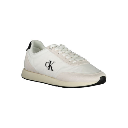 Calvin Klein White Polyester Men Sneaker with black accents and logo embroidery