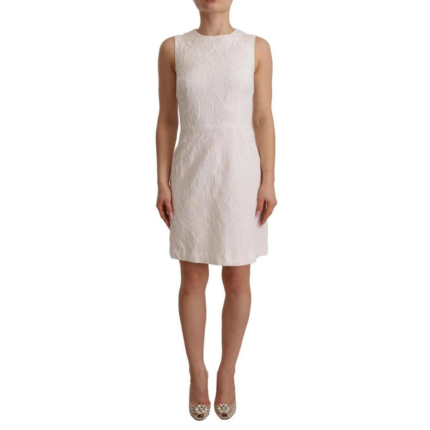 Dolce & Gabbana White Floral Sleeveless Sheath Mini Dress