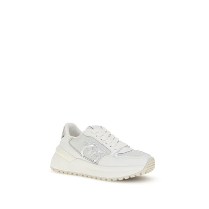 PINKO White Calf Leather Bos Taurus Chunky Sneakers