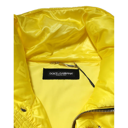 Dolce & Gabbana Yellow Nylon Logo Puffer Bomber Men Jacket