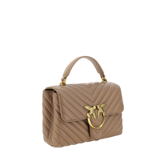 PINKO Love Lady Mini Handbag with quilted calfskin, gold Love Birds logo, chain strap, and zipped pocket for AW25 season, 26x26x7 cm.