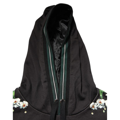 Dolce & Gabbana KING Black Orchid Floral Crown Logo Hoodie Sweater