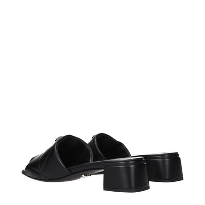 Prada Black Leather Flat Sandals