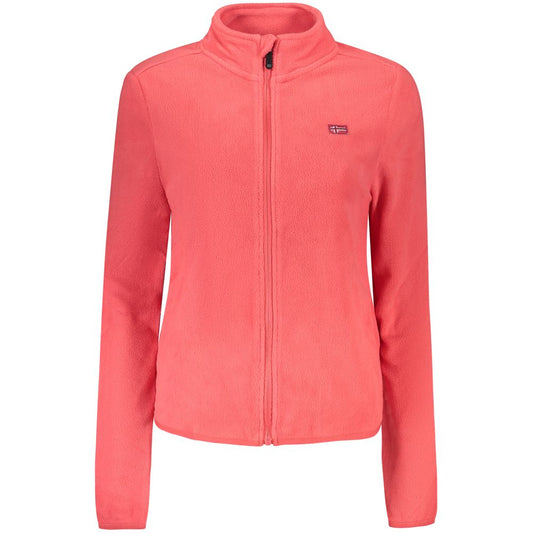 Norway 1963 Pink Polyester Women Sweater with applique logo and zip, long-sleeve fleece, chic design for comfort and style.
