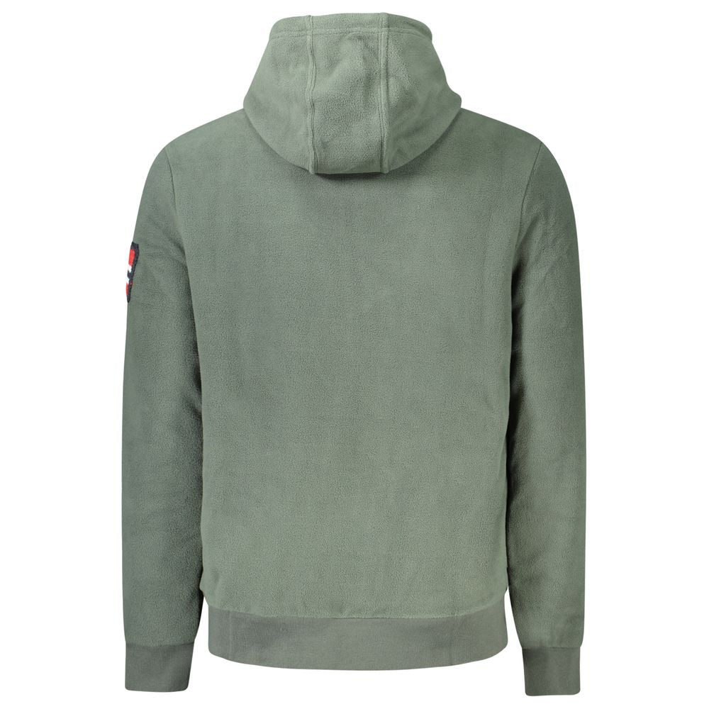 Norway 1963 Green Polyester Men's Sweatshirt with Hood back view showcasing fleece material and embroidered details.
