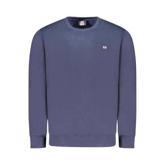 Norway 1963 Blue Cotton Men Sweater with logo appliqué on crew neck design, elegant vintage style.