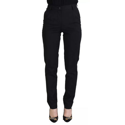 Dolce & Gabbana Black High Waist Skinny Trouser STAFF Pants