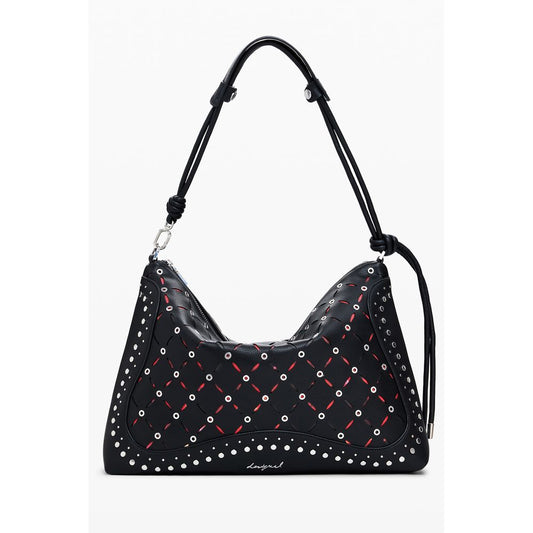 Desigual Black Polyethylene Women Handbag with contrasting details and adjustable strap, perfect for fashion-forward versatility.